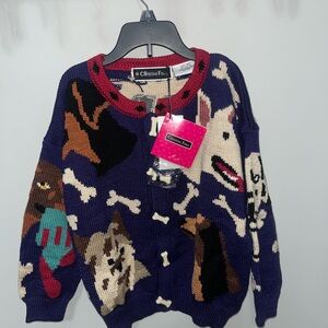 Christine Foley Women's Blue Graphic Cardigan